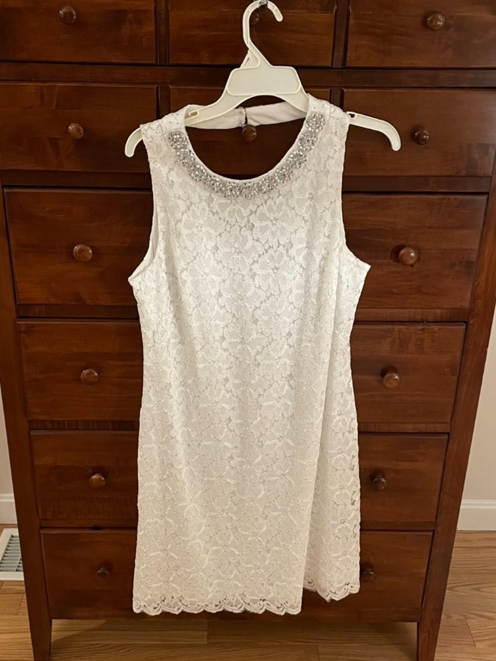 Scarlett, White lace Dress, with beading, Size 16